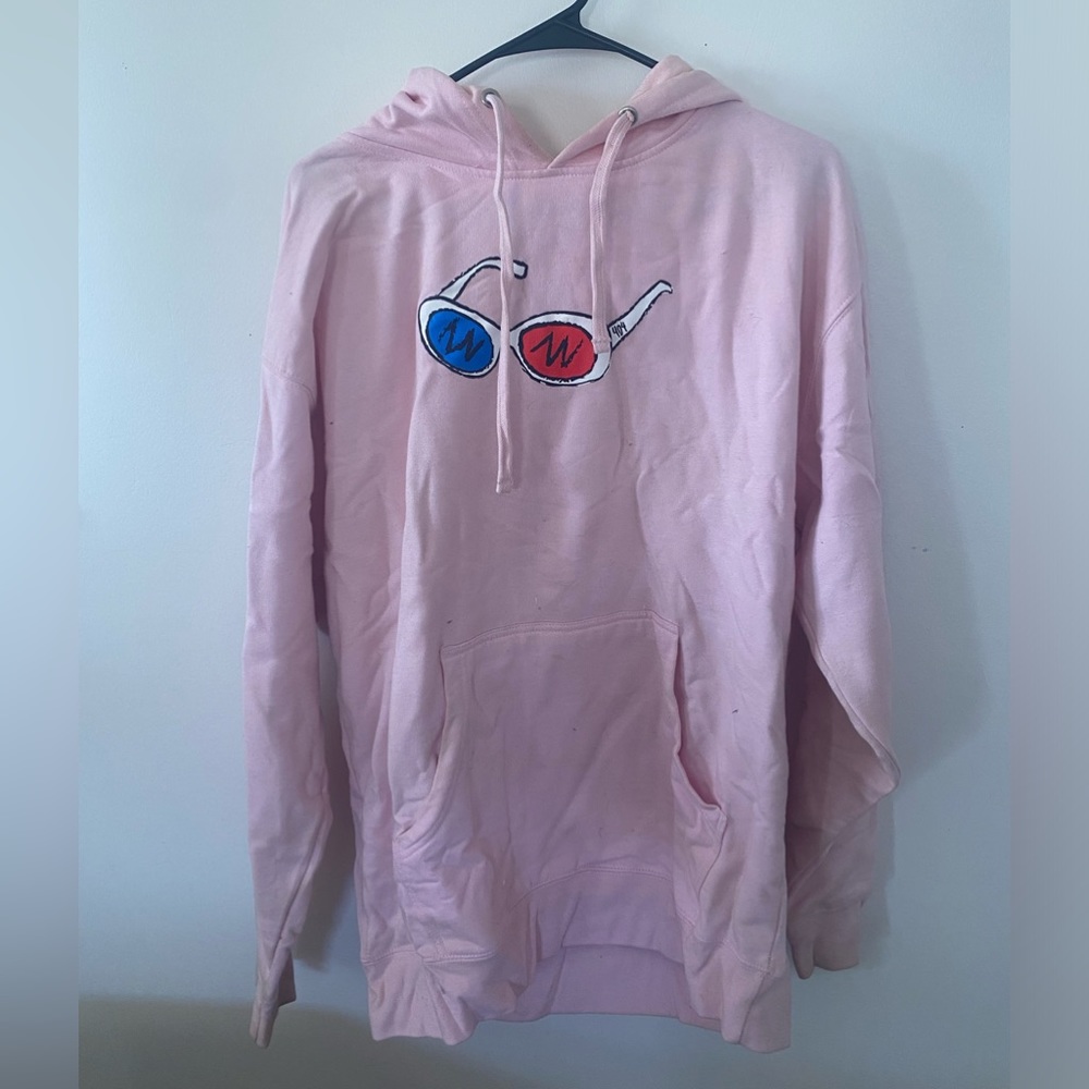 Baby pink GeorgeNotFound 404 glasses hoodie